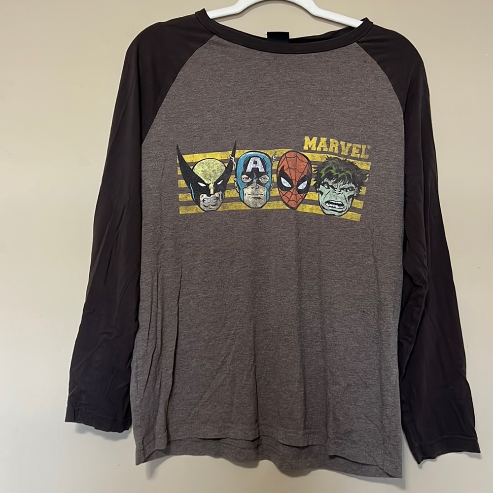 Brown Marvel Baseball Tee wolverine captain America spider man hulk